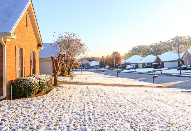 Light Snow in Montgomery Alabama stock photo