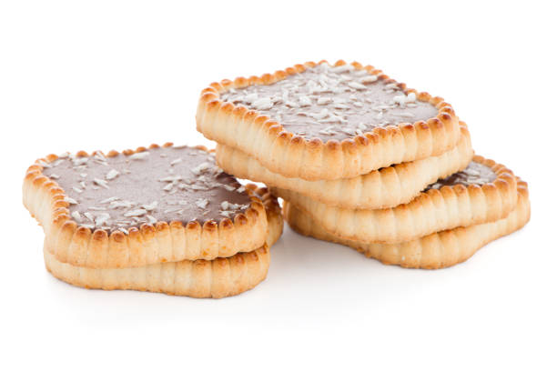 Delicious chocolate tart on white background.