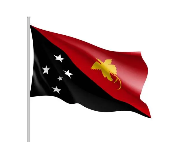 Vector illustration of Waving flag of Papua New Guinea