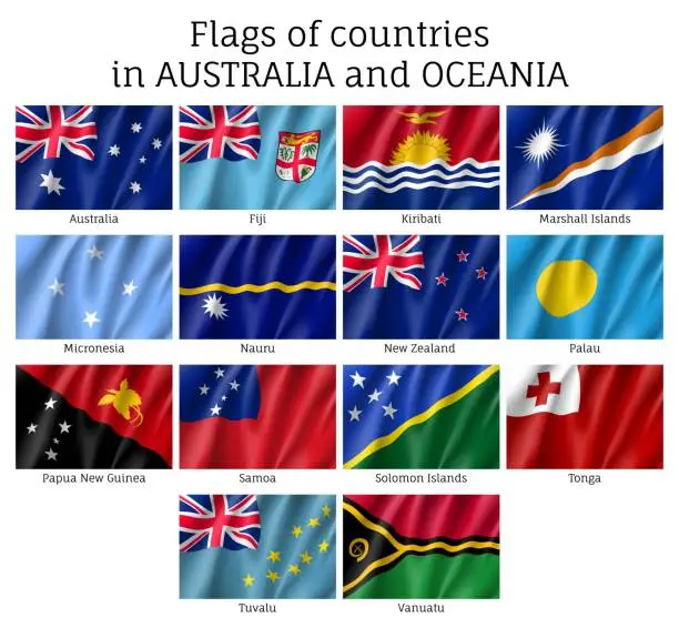 Vector illustration of Australia and Oceania flags