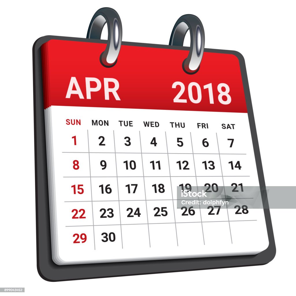 Kalender April 2018 Vektor-Illustration. - Lizenzfrei Kalender Vektorgrafik