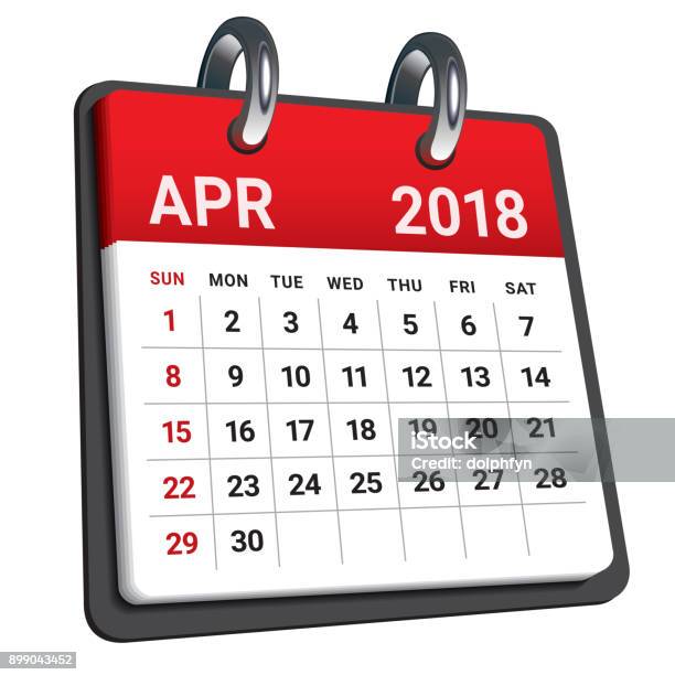 Kalender April 2018 Vektorillustration Stock Vektor Art und mehr Bilder von Kalender - Kalender, Monat, 2018