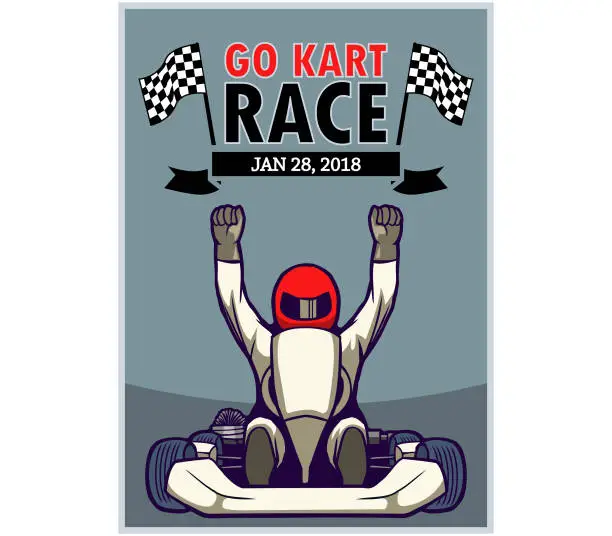 Vector illustration of go kart race poster