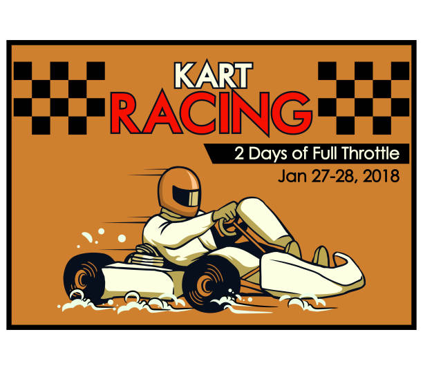 ilustrações, clipart, desenhos animados e ícones de cartaz de corridas de kart - go cart
