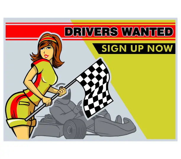 Vector illustration of race driver poster