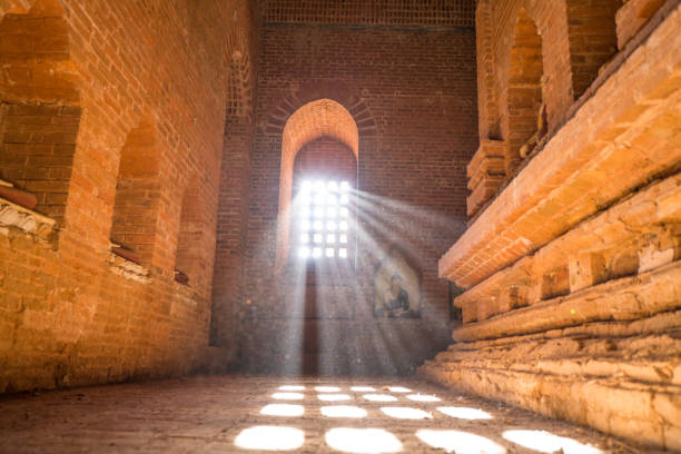 istock Bagan ancient temple indoors in archeological zone at sunrise, Myanmar 899052094