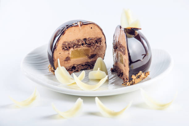 istock Beautiful truffle cake covered with glossy dark chocolate glaze. Concept design desserts 899055876