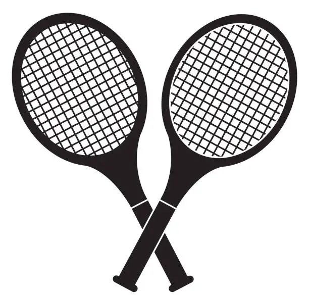Vector illustration of crossed tennis rackets in retro design
