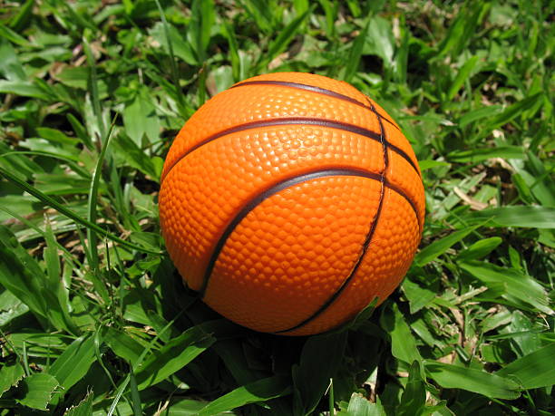 istock Closeup Of Basketball On Grass 89906239