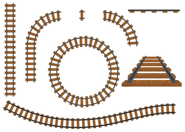 ilustrações de stock, clip art, desenhos animados e ícones de railway, a set of railroad tracks. rails and sleepers. - pilha roupa velha