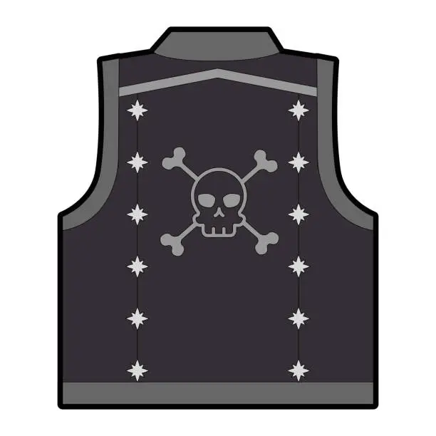 Vector illustration of motorcyclist vest with skull icon