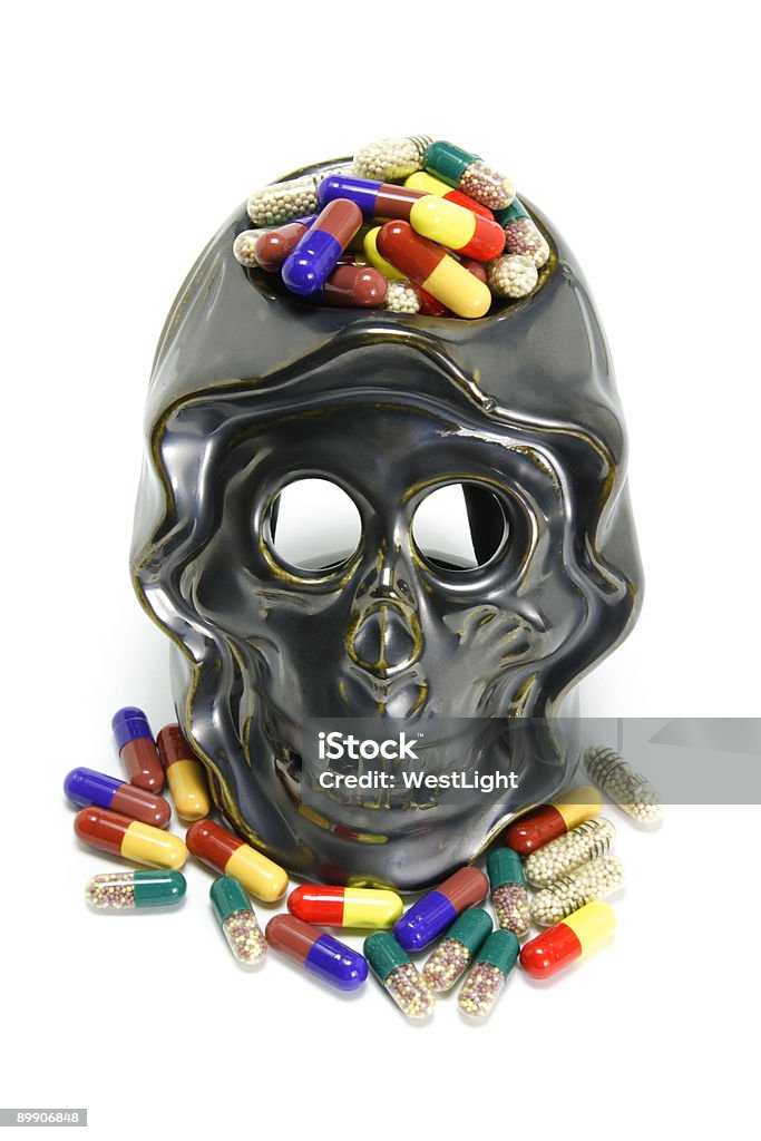 Skull and Pills - Royalty-free Afhankelijkheid Stockfoto