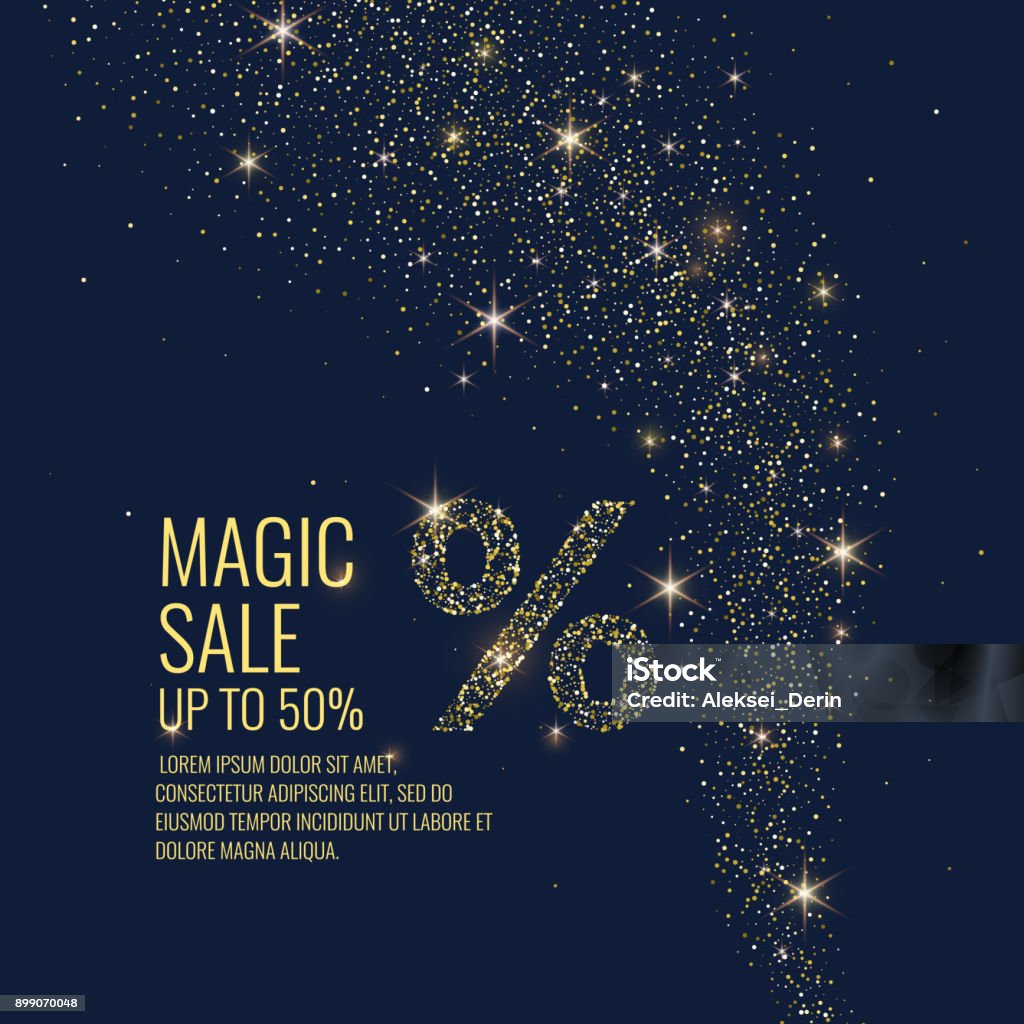 Vector illustration. Magic Sale. Sparkling glittery particles on a dark background Bright vector illustration. Magic Sale. Sparkling glittery particles on a dark background. Celebrities stock vector