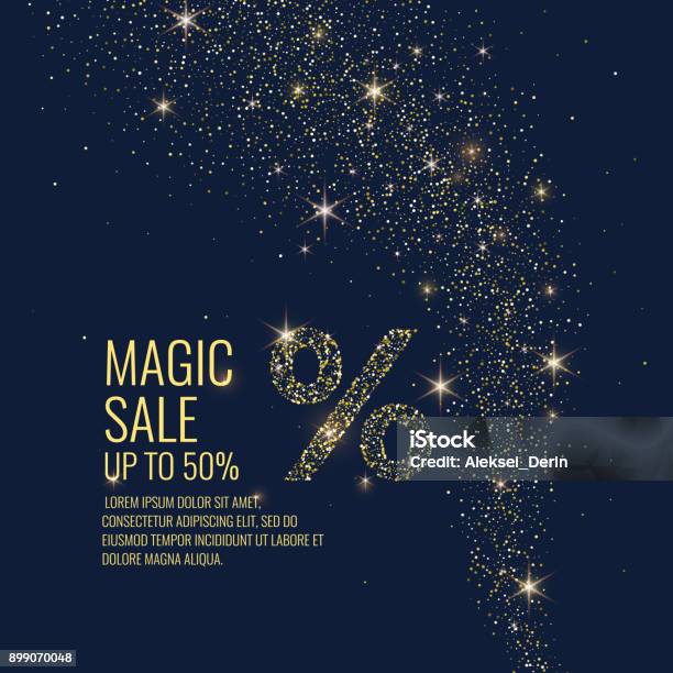 Vector Illustration Magic Sale Sparkling Glittery Particles On A Dark Background Stock Illustration - Download Image Now