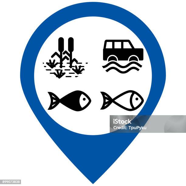 Water Nature Icons Set Vector Illustration Stock Illustration - Download Image Now - 4x4, Adventure, Bog