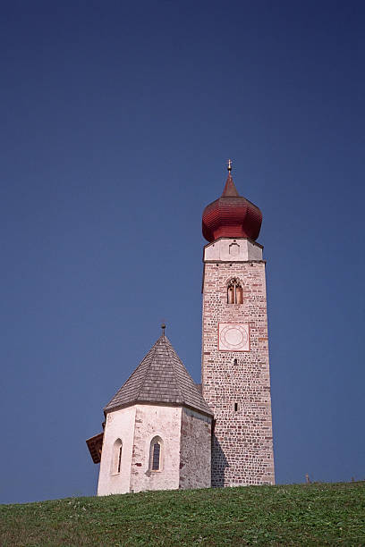 Little church in Val Renon stock photo