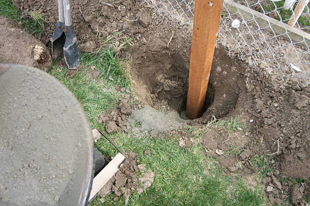 Fixing Fence stock photo