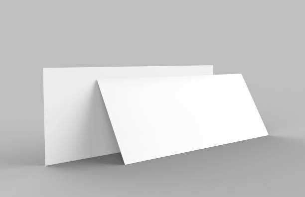 Blank White Mock up template gift voucher card on the grey background. For graphic design or presentation, 3D rendering illustration