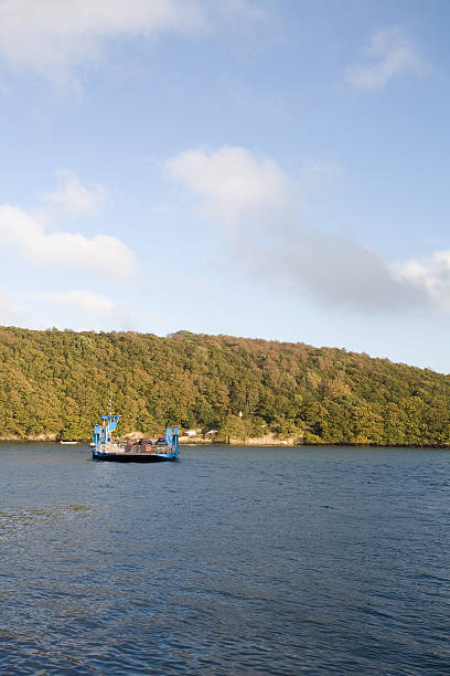 Travessia de Ferry um Rio - fotografia de stock