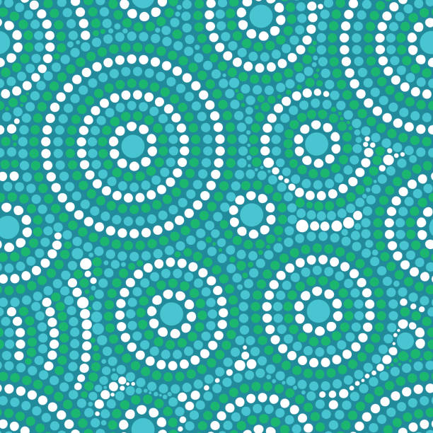 Circular dot pattern vector seamless in green blue color Circular dot pattern vector seamless in green blue color. Abstract dotted ornament. Sea background with halftone effect. Print for fabric, wallpaper, wrapping paper or surface design. polka dot bathing suit stock illustrations