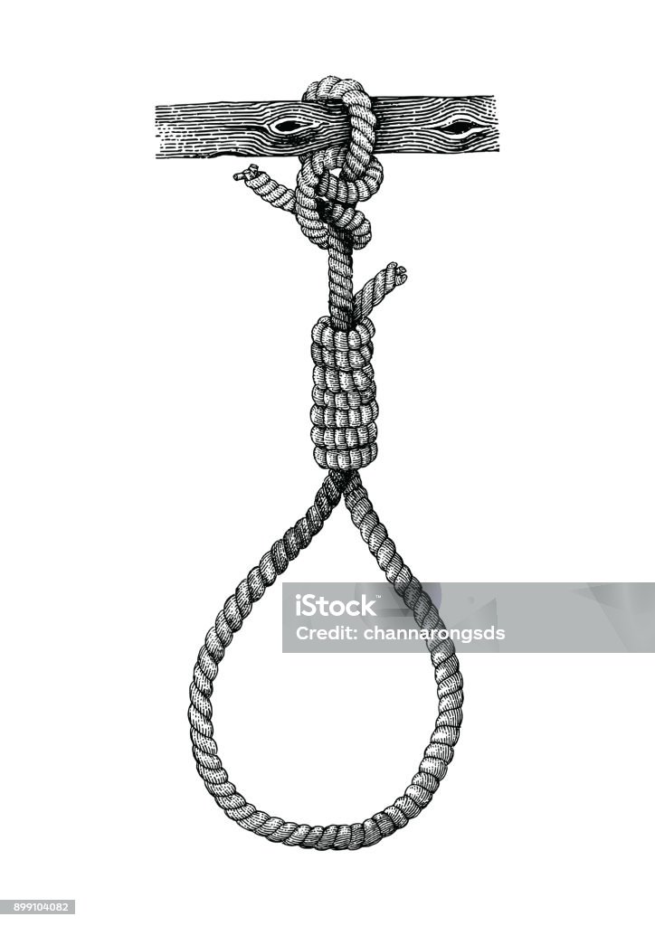 Vintage hangman hand drawing,Symbol of death Noose stock vector