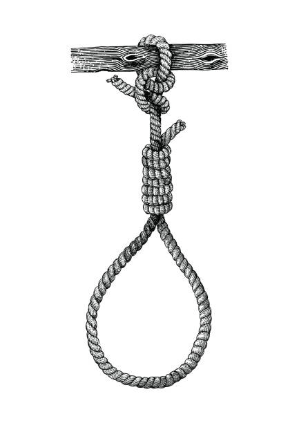 Vintage hangman hand drawing,Symbol of death Vintage hangman hand drawing,Symbol of death hangmans noose stock illustrations