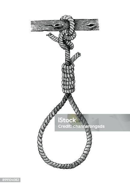 Vintage Hangman Hand Drawingsymbol Of Death Stock Illustration - Download Image Now - Noose, Engraved Image, Engraving