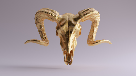 Gold Ram Skull 3d illustration 3d rendering