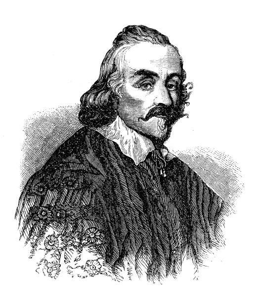 sir william harvey (1578-1657) war ein englischer arzt die bahnbrechenden beiträge in anatomie und physiologie. - heroes fame old fashioned men stock-grafiken, -clipart, -cartoons und -symbole