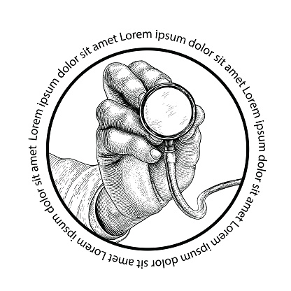 Medicine diagnosis disease,Hand holding stethoscope,Medicine concept logo