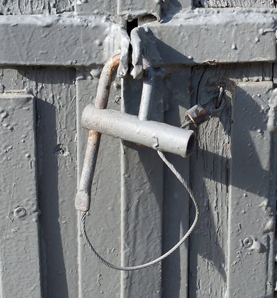 istock Locked padlock with at door 899108052