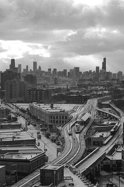 istock Snowy Chicago in B/W 89911007