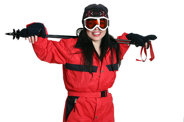 mujer en la estación de esquí de velocidad - mono ski fotografías e imágenes de stock