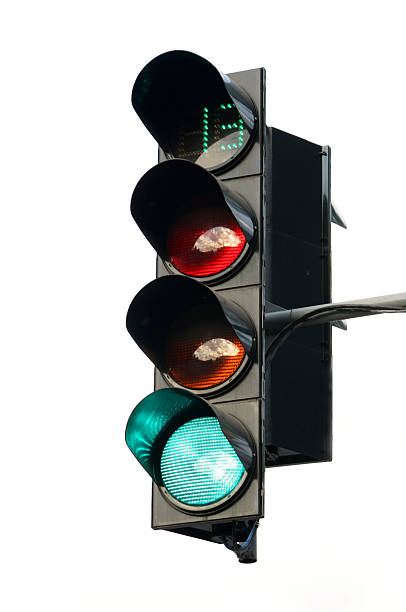 traffic light on a white background stock photo