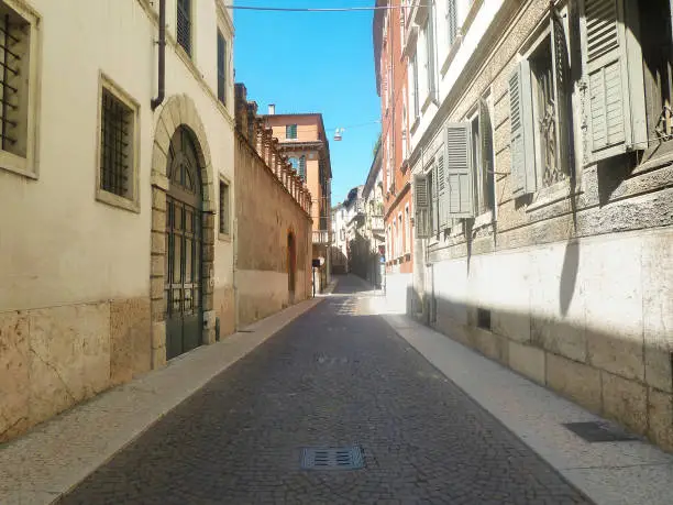 Sunny summer european town street with no peoples
