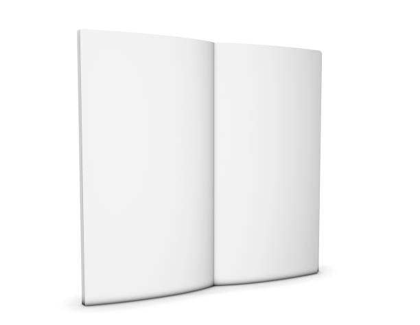 istock Tall vertical open brochure, flyer, menu standing mockup. isolated on white. 899128744
