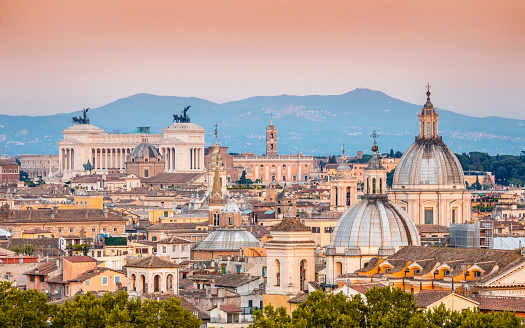 Panorama at sunset, Rome, Italy