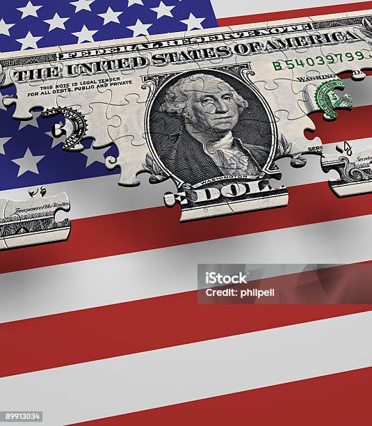 Usa Currency Flag Puzzle Stock Photo - Download Image Now - Wages, USA, Interest Rate