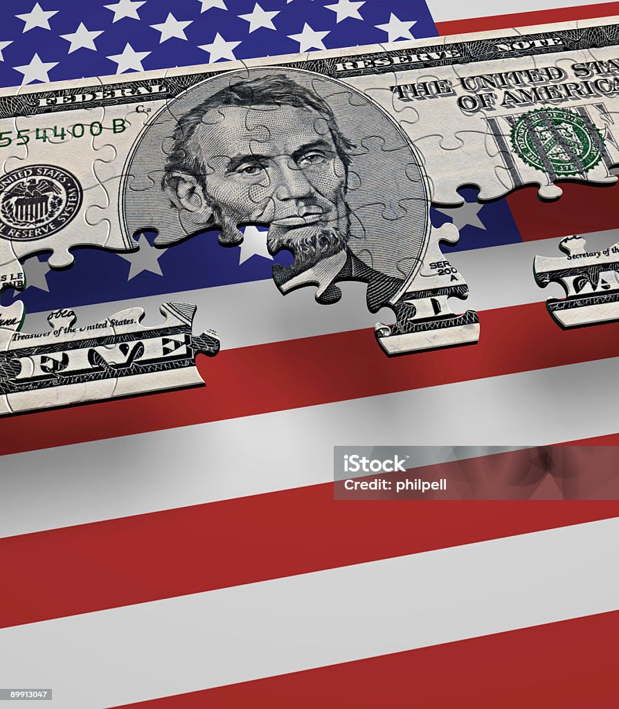 USA Currency Flag Puzzle Absence Stock Photo