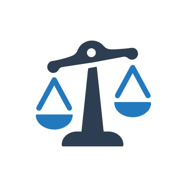 ilustraciones, imágenes clip art, dibujos animados e iconos de stock de icono de equilibrio - balanzas de la justicia