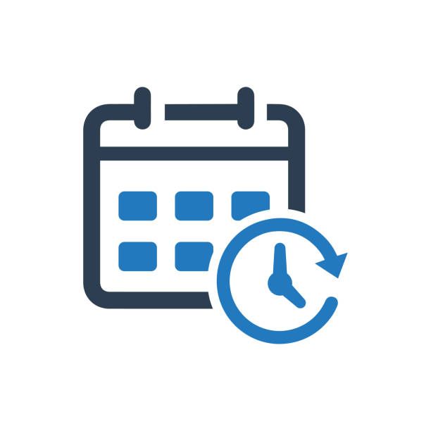 Calendar and Clock Icon Calendar and Clock Icon annual event stock illustrations