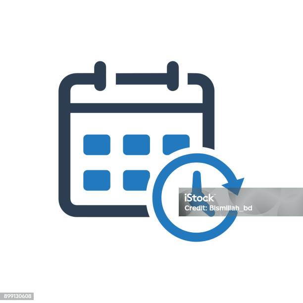 Calendar And Clock Icon Stock Illustration - Download Image Now - Icon Symbol, Personal Organizer, Calendar