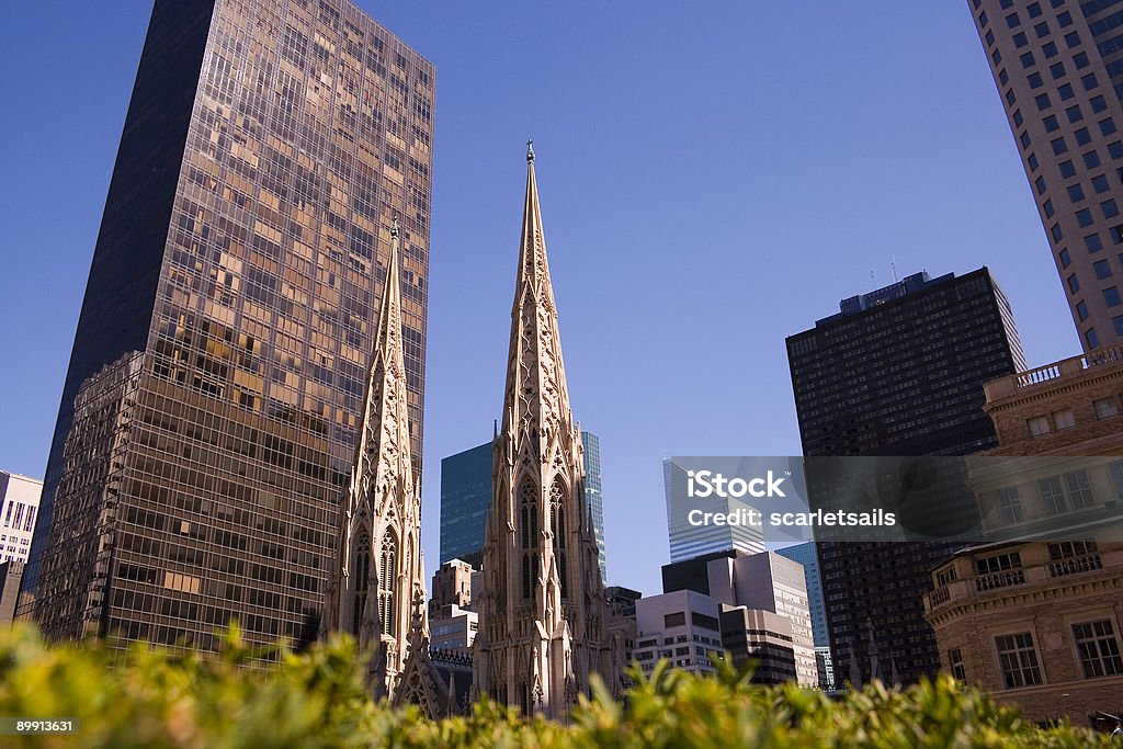 steeples of saint Patrick's cathedral in New York city  Blue Stock Photo