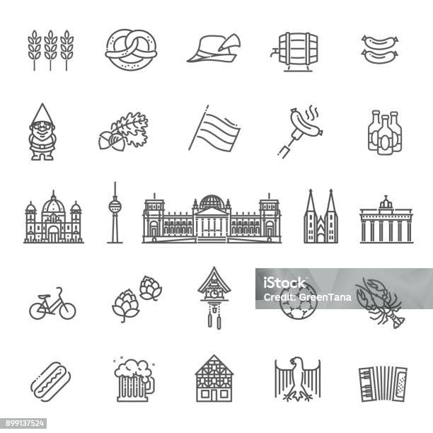 Traditional Symbols Of Culture Architecture And Cuisine Of Germany Stock Illustration - Download Image Now