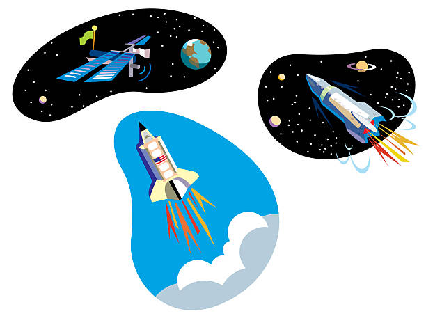 rocketships vector art illustration