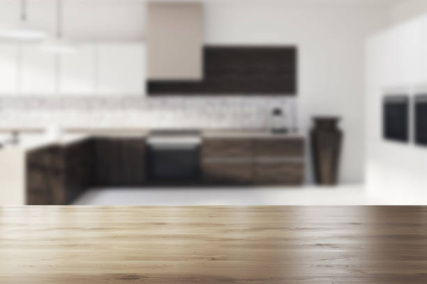 istock Mosaic kitchen, dark wooden countertops blur 899145192
