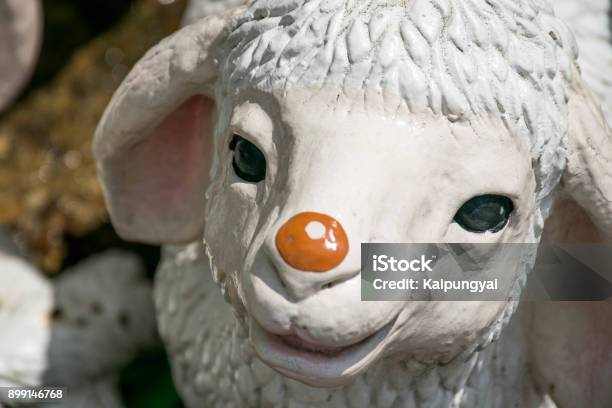 Lamb Sculpture Is Smiling Stock Photo - Download Image Now - Dolly the Sheep, Agricultural Field, Animal