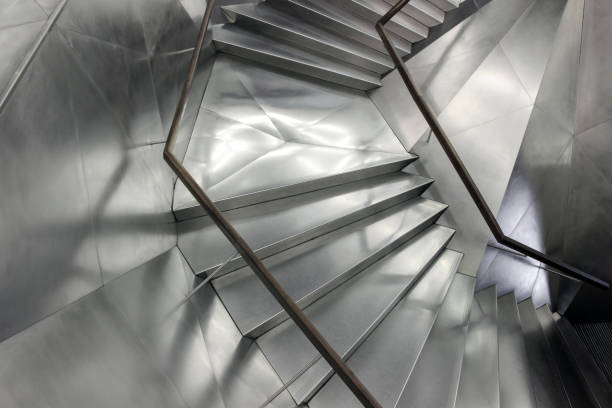 istock modern gray stairs with metal surface 899150472