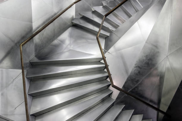 istock modern gray stairs with metal surface 899150762
