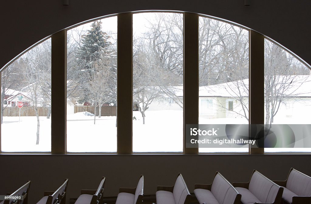 Church benches & window  Bench Stock Photo